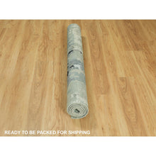 Load image into Gallery viewer, 4&#39;x6&#39; Silver, Blue Wool And Silk Modern Abstract Design Hand Knotted Oriental Rug FWR353268