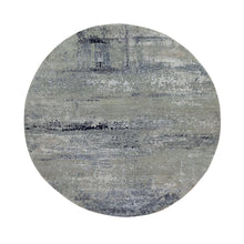 Load image into Gallery viewer, 7&#39;x7&#39; Silver Blue Wool &amp; Silk Modern Abstract Design Hand Knotted Oriental Round Rug FWR353310