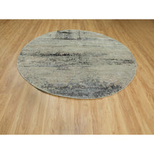 Load image into Gallery viewer, 7&#39;x7&#39; Silver Blue Wool &amp; Silk Modern Abstract Design Hand Knotted Oriental Round Rug FWR353310