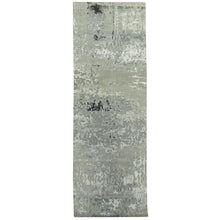 Load image into Gallery viewer, 2&#39;8&quot;x19&#39;10&quot; Silver Gray Wool &amp; Silk Modern Abstract Design Hand Knotted Oriental Runner Rug FWR353340