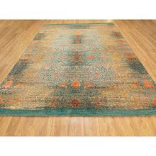 Load image into Gallery viewer, 9&#39;x12&#39; Green Wool And Silk Erased Bijar Garus Design Hand Knotted Oriental Rug FWR353556