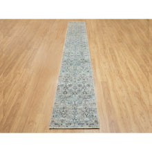 Load image into Gallery viewer, 2&#39;5&quot;x20&#39;5&quot; Ivory Silk With Textured Wool Tabriz Hand Knotted Oriental XL Runner Rug FWR353676