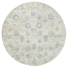 Load image into Gallery viewer, 11&#39;10&quot;x11&#39;10&quot; Ivory Silk With Textured Wool Tabriz Hand Knotted Oriental Round Rug FWR353874