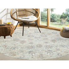 Load image into Gallery viewer, 11&#39;10&quot;x11&#39;10&quot; Ivory Silk With Textured Wool Tabriz Hand Knotted Oriental Round Rug FWR353874