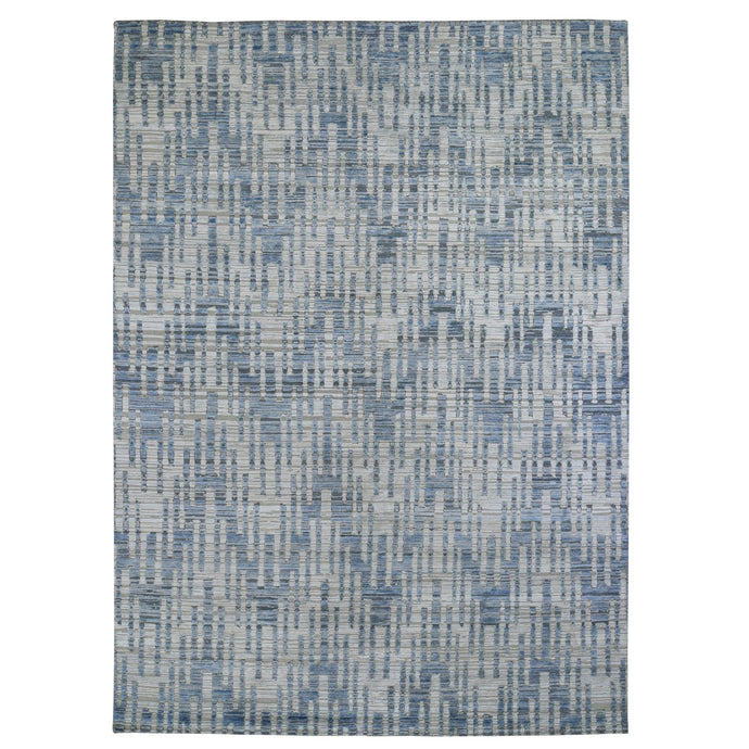 9'x12' Wool And Pure Silk Chevron Design Hand Knotted Oriental Rug FWR354018