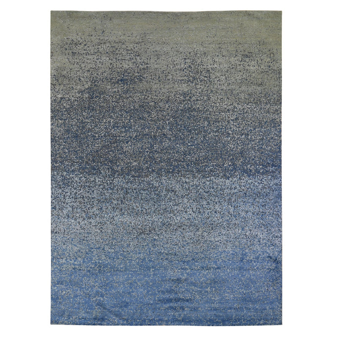 9'x12' Pure Silk and Wool Dissipating Design Hand Knotted Oriental Rug FWR354042
