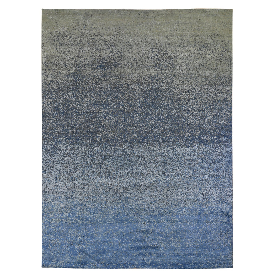 9'x12' Pure Silk and Wool Dissipating Design Hand Knotted Oriental Rug FWR354042