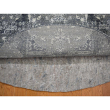 Load image into Gallery viewer, 4&#39;x4&#39; Round Gray Wool And Pure Silk Jewellery Design Hand Knotted Oriental Rug FWR354150