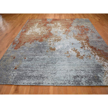 Load image into Gallery viewer, 9&#39;x12&#39; Terracotta Abstract Design Wool And Silk Hi-Low Pile Denser Weave Hand Knotted Oriental Rug FWR354192