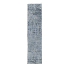 Load image into Gallery viewer, 2&#39;5&quot;x10&#39;1&quot; Abstract Design Wool And Silk Hi-Low Pile Denser Weave Runner Hand Knotted Oriental Rug FWR354480
