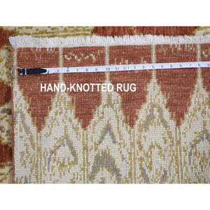 6'x9' Ikat Uzbek Design Pure Wool Hand Knotted Oriental Rug FWR354660