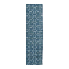 Load image into Gallery viewer, 2&#39;7&quot;x9&#39;8&quot; Aegean Blue Hand Woven Flat Weave Pure Wool Reversible Kilim Runner Oriental Rug FWR354708