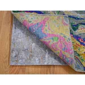 2'x3' THE LAVA, Sari Silk With Textured Wool Hand Knotted Oriental Rug FWR354756