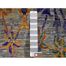 Load image into Gallery viewer, 8&#39;10&quot;x12&#39;2&quot; Purple And Orange Sari Silk With Textured Wool Bijar Garus Design Hand Knotted Oriental Rug FWR354828