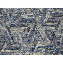 Load image into Gallery viewer, 8&#39;9&quot;x12&#39;3&quot; THE INTERWINED TRIANGLES, Blue Silk With Textured Wool Hand Knotted Oriental Rug FWR354840