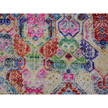 Load image into Gallery viewer, 9&#39;8&quot;x14&#39; Colorful Jewellery Design Sari Silk With Textured Wool Hand Knotted Oriental Rug FWR354882