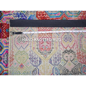 5'x6'10" Colorful Jewellery Design Sari Silk With Textured Wool Hand Knotted Oriental Rug FWR354912