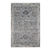 Load image into Gallery viewer, 6&#39;x9&#39;1&quot; Silk With Textured Wool Mughal Design Hand Knotted Oriental Rug FWR354984