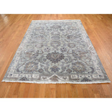 Load image into Gallery viewer, 6&#39;x9&#39;1&quot; Silk With Textured Wool Mughal Design Hand Knotted Oriental Rug FWR354984