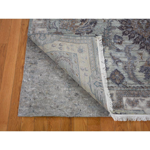 6'x9'1" Silk With Textured Wool Mughal Design Hand Knotted Oriental Rug FWR354984