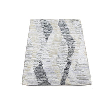 Load image into Gallery viewer, 2&#39;x3&#39; DIMENSIONAL CURTAINS Gray Silk With Textured Wool Hand Knotted Oriental Rug FWR354990