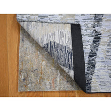 Load image into Gallery viewer, 2&#39;x3&#39; DIMENSIONAL CURTAINS Gray Silk With Textured Wool Hand Knotted Oriental Rug FWR354990
