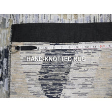 Load image into Gallery viewer, 2&#39;x3&#39; DIMENSIONAL CURTAINS Gray Silk With Textured Wool Hand Knotted Oriental Rug FWR354990