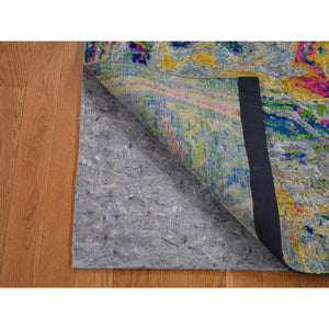 3'x5' THE LAVA, Colorful Sari Silk With Textured Wool Hand Knotted Oriental Rug FWR355002