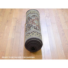 Load image into Gallery viewer, 2&#39;7&quot;x12&#39; Brown Tabriz Garden Design Runner Hand Knotted Pure Wool Oriental Rug FWR355206