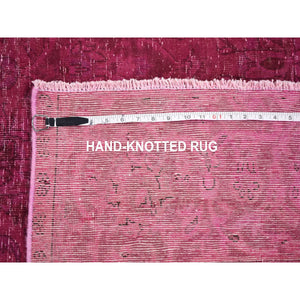 6'4"x10' Pink Worn Down Overdyed Persian Tabriz Distressed Hand Knotted Oriental Rug FWR355248