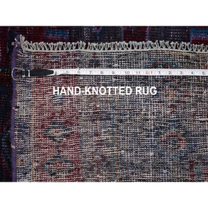 4'1"x10' Gallery Size Overdyed Persian Hamadan Worn Wool Hand Knotted Oriental Rug FWR355266