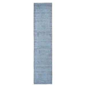 2'8"x11'9" Broken Design Runner Wool And Silk Hand Knotted Oriental Rug FWR355308