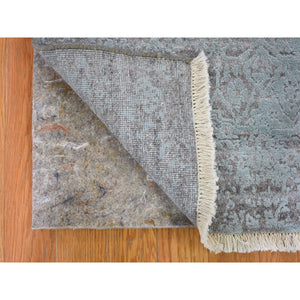 2'8"x11'9" Broken Design Runner Wool And Silk Hand Knotted Oriental Rug FWR355308