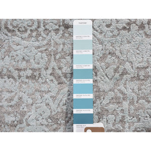 2'8"x11'9" Broken Design Runner Wool And Silk Hand Knotted Oriental Rug FWR355308