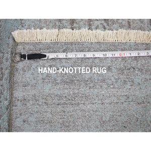 2'8"x11'9" Broken Design Runner Wool And Silk Hand Knotted Oriental Rug FWR355308
