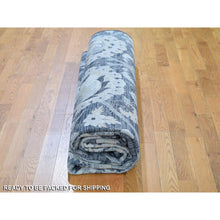 Load image into Gallery viewer, 8&#39;10&quot;x12&#39;2&quot; Gray Tulip And Large Blossom Design Pure Silk With Textured Wool Hand Knotted Oriental Rug FWR355332