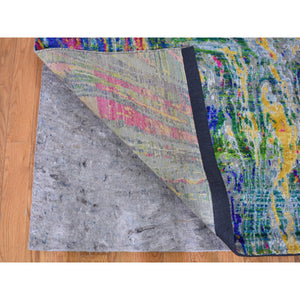 5'10"x8'8" THE LAVA, Colorful Sari Silk With Textured Wool Hand Knotted Oriental Rug FWR355392