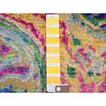Load image into Gallery viewer, 2&#39;10&quot;x8&#39;2&quot; Colorful Sari Silk With Textured Wool The Lava Design Runner Hand Knotted Oriental Rug FWR355434