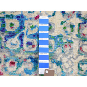 5'x7'3" THE PEACOCK, Sari Silk Colorful Hand Knotted Oriental Rug FWR355464