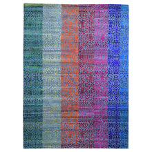 Load image into Gallery viewer, 9&#39;x12&#39;1&quot; Colorful Sari Silk Bespoken Sampler Tone On Tone Hand Knotted Oriental Rug FWR355500