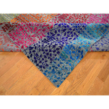 Load image into Gallery viewer, 9&#39;x12&#39;1&quot; Colorful Sari Silk Bespoken Sampler Tone On Tone Hand Knotted Oriental Rug FWR355500
