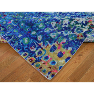 9'x12' THE PEACOCK, Sari Silk Colorful Hand Knotted Oriental Rug FWR355512