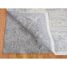 Load image into Gallery viewer, 6&#39;x9&#39;5&quot; Hand Knotted Pure Silk And Textured Wool Oushak With Geometric Motif Oriental Rug FWR355524