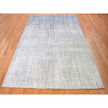Load image into Gallery viewer, 6&#39;x8&#39;10&quot; Gray Vertical Ombre Design Pure Silk Hand Knotted Oriental Rug FWR355542