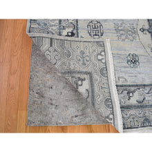 Load image into Gallery viewer, 7&#39;9&quot;x9&#39;10&quot; Pure Silk With Textured Wool Khotan Design Hand Knotted Oriental Rug FWR355566