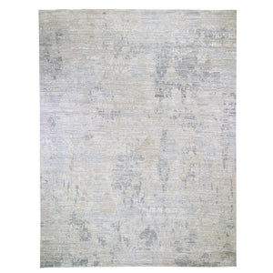 12'x15'1" THE PASTEL COLLECTION, Oversized Silk With Textured Wool Hand Knotted Oriental Rug FWR355572