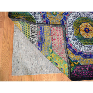 12'x15'3" Oversized Sari Silk With Textured Wool Mamluk Design Hand Knotted Oriental Rug FWR355578