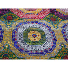 Load image into Gallery viewer, 12&#39;x15&#39;3&quot; Oversized Sari Silk With Textured Wool Mamluk Design Hand Knotted Oriental Rug FWR355578