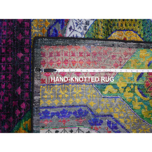 12'x15'3" Oversized Sari Silk With Textured Wool Mamluk Design Hand Knotted Oriental Rug FWR355578