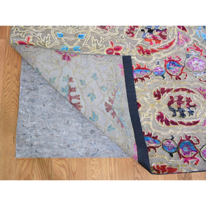 11'10"x15' Oversized Sari Silk And Textured Wool Colorful Maharaja Hand Knotted Oriental Rug FWR355584